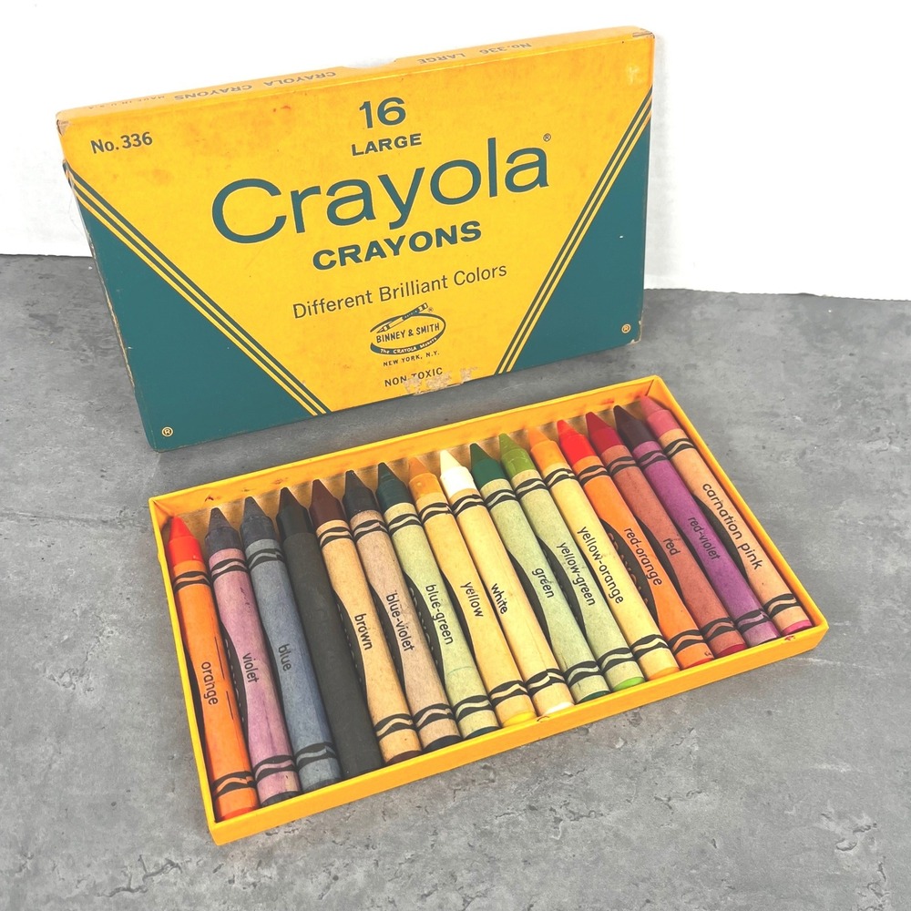 VTG 1940s-50s Crayola 16 Large Crayons No 336 Binney & Smith Different Brilliant